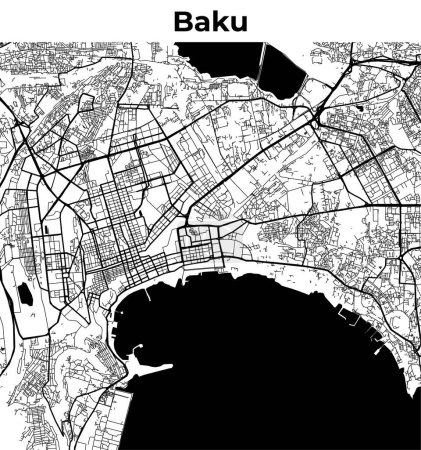 Illustration for Baku City Map, Cartography Map, Street Layout Map - Royalty Free Image
