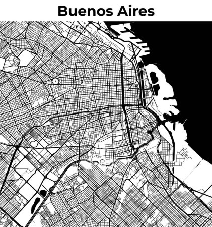 Illustration for Buenos Aires City Map, Cartography Map, Street Layout Map - Royalty Free Image