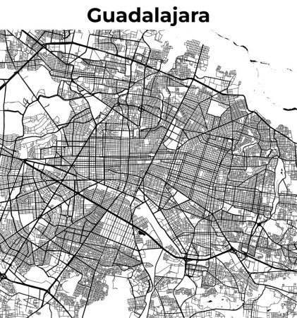 Illustration for Guadalajara City Map, Cartography Map, Street Layout Map - Royalty Free Image