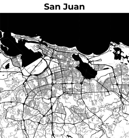 Illustration for San Juan City Map, Cartography Map, Street Layout Map - Royalty Free Image