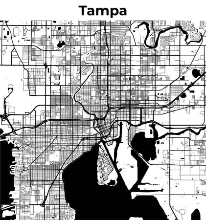 Illustration for Tampa City Map, Cartography Map, Street Layout Map - Royalty Free Image