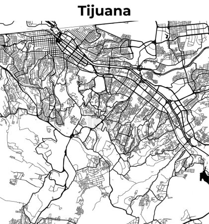 Carte de la ville de Tijuana, Carte cartographique, Carte de la ville de Tijuana