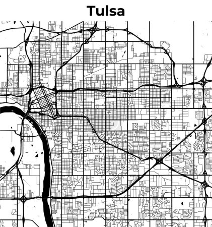 Tulsa City Map, Cartography Map, Street Layout Map