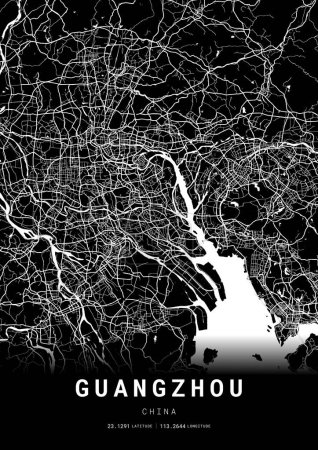 Ilustración de Mapa de Guangzhou Marco, Cartografía Mapa Imprimir, Mapa de trazabilidad de la calle - Imagen libre de derechos
