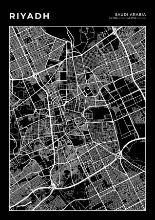 Riad Karte Wall Art Frame, Kartographie Kartendruck, Stadtplan