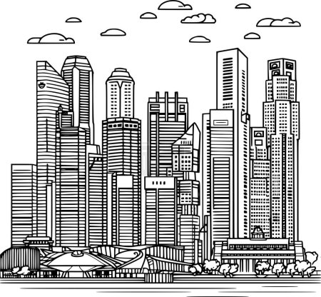 Ilustración de Ciudad con edificios Paisaje, simplicidad urbana - Imagen libre de derechos