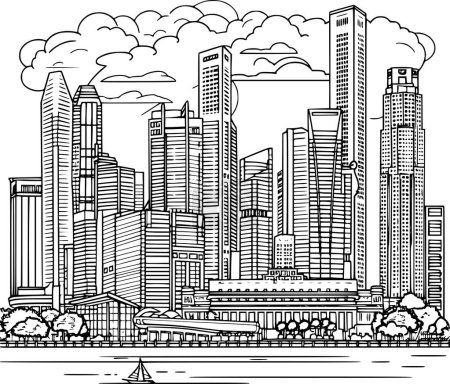 Ilustración de Ciudad con edificios Paisaje, simplicidad urbana - Imagen libre de derechos
