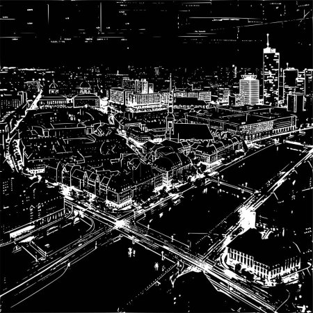 Full Screen X-Ray Style View of Berlin City, Architectural Details