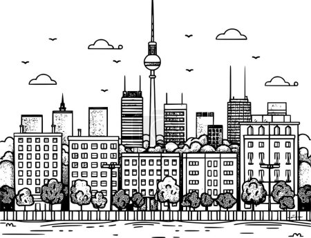 Ilustración de Ciudad con edificios Paisaje, Berlín Sencillez urbana - Imagen libre de derechos