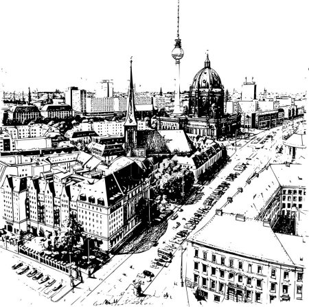 Skizzierte Berliner Skyline, künstlerische Impressionen