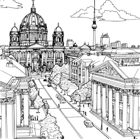 Berliner Stadtbild-Malbuch, einfach und minimalistisch