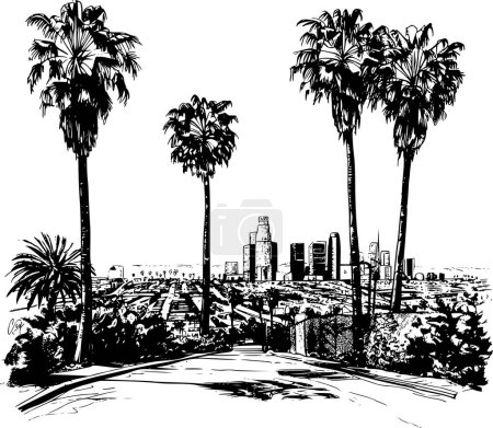 Illustration for Sketched Los Angeles Skyline, Artistic Impressions - Royalty Free Image