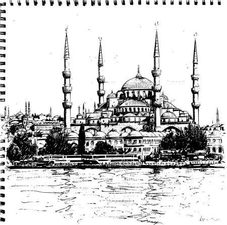 Skizzierte Skyline von Istanbul, künstlerische Impressionen
