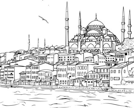 Ilustración de Ciudad con edificios Paisaje, Estambul Sencillez urbana - Imagen libre de derechos