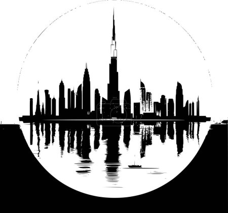 Ilustración de arte vectorial plano de Dubai, composición épica