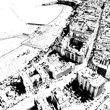 Aerial View Wireframe Map of Barcelona, Geometric Representation