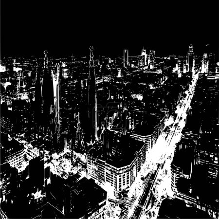 Full Screen X-Ray Style View of Barcelona City, Architectural Details