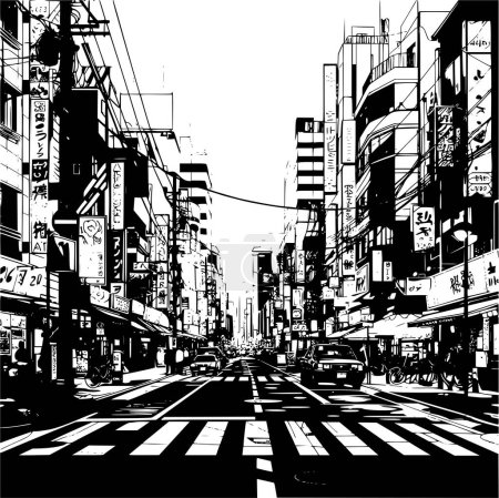 Ilustración urbana moderna de Tokio, cartel de las calles de Tokio