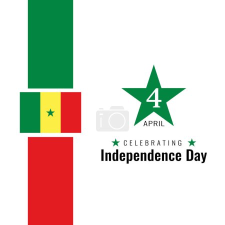 Téléchargez les illustrations : Fête nationale du Sénégal illustration vectorielle. Jour de l'indépendance du Sénégal. Convient pour carte de vœux, affiche et bannière. - en licence libre de droit