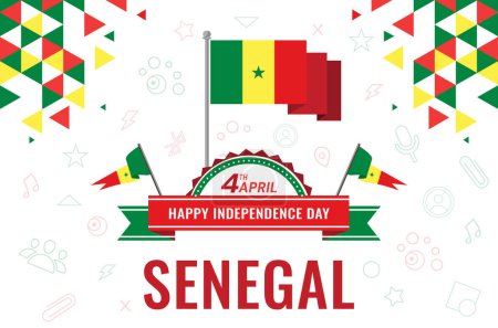 Téléchargez les illustrations : Fête nationale du Sénégal illustration vectorielle. Jour de l'indépendance du Sénégal. Convient pour carte de vœux, affiche et bannière. - en licence libre de droit