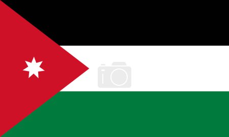 Vektorbild der jordanischen Flagge. Jordanische Flagge. Nationalflagge Jordaniens. Illustration der jordanischen Flagge. Jordanisches Fahnenbild. Jordanisches Fahnenbild