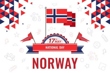 Nationalfeiertag von Norwegen Vektor Illustration. Unabhängigkeitstag Norwegens. Geeignet für Grußkarte, Poster und Banner.