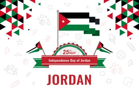 Nationaler Tag des jordanischen Vektors. Tag der Unabhängigkeit Jordaniens. Geeignet für Grußkarte, Poster und Banner.