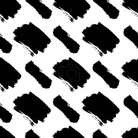 Téléchargez les illustrations : Grunge tisser un motif sans couture. Texture osier vectoriel noir et blanc. Impression géométrique simple. Ornement géométrique abstrait. Bandes entrelacées, lignes audacieuses. Texture perturbée du tissu de tissage. - en licence libre de droit