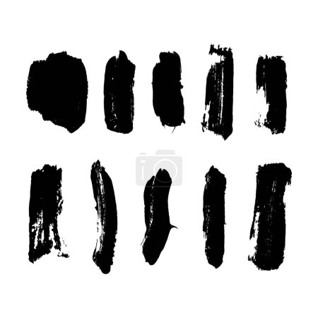 Illustration for Brush strokes isolated. Ink painting. Set collection. Vector artwork. Black and white - Royalty Free Image