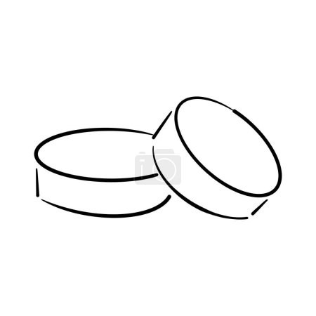 Ilustración de Tabletas y pastillas aisladas en blanco. Elemento vectorial de boceto para diseño médico o sanitario - Imagen libre de derechos