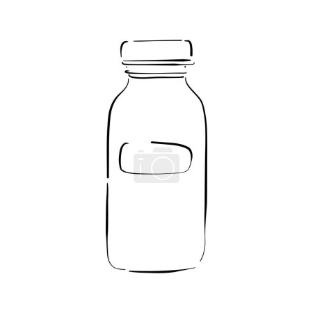 Illustration vectorielle de bouteille pilule. Une capsule en bouteille de verre ou de plastique. Illustration de croquis Doodle