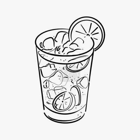 Hand drawn sketch cocktail. Alcohol drink coctail background. Composition for bar menu. Doodle vector illustration.