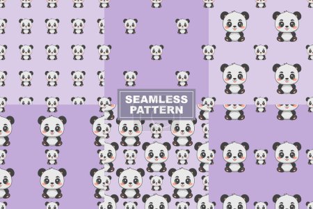 Hand Drawn Cute Panda Pattern Seamless Background