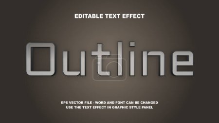 Editierbare Texteffekte Umrisse 3D-Vektorvorlage