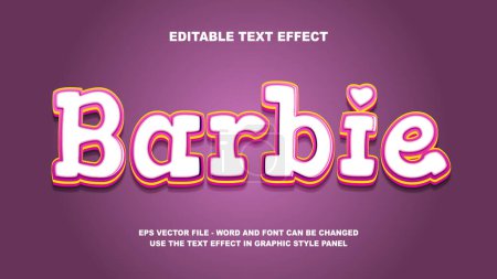 Téléchargez les illustrations : Modèle vectoriel 3D Barbie d'effet de texte modifiable - en licence libre de droit