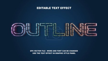 Editierbare Texteffekte Umrisse 3D-Vektorvorlage