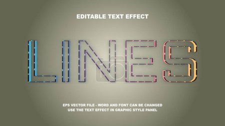 Editierbare Texteffektlinien 3D-Vektorvorlage