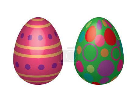 Illustration for Easter Eggs with Realistic ornament pattern, celebration holiday Easter with hunt colorful bright eggs - Royalty Free Image