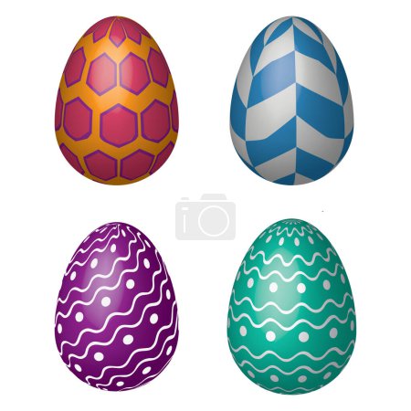 Illustration for Easter Eggs with Realistic ornament pattern, celebration holiday Easter with hunt colorful bright eggs - Royalty Free Image
