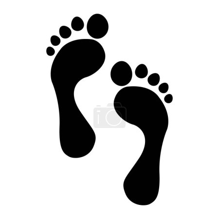 Foto de Huella humana vector negro, dos huellas pie y dedos de los pies huella digital, traza vector - Imagen libre de derechos