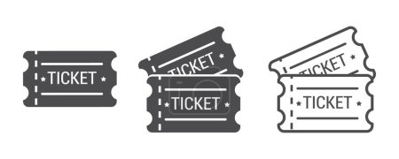 Illustration for Event Ticket coupon vector icon collection. Set of black coupon ticket icons for concert, cinema, festival, event. Black event tickets icons. - Royalty Free Image