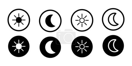 Illustration for Day and night, dark and light modes. Screen modes icons set. Screen brightness and contrast level control icons. - Royalty Free Image