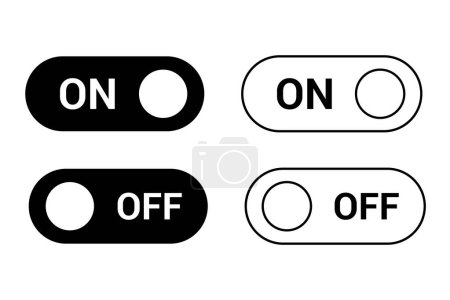 Ilustración de Activado interruptor botones icono conjunto. poder conmutar botones vectoriales para diseños de interfaz de usuario web y aplicación. Deslizador o palanca. blanco y negro. - Imagen libre de derechos
