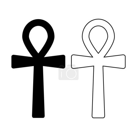 ankh symbol icon, collection of ancient Egyptian ankh signs, Symbol of eternal life, Egyptian cross sign.