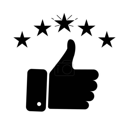 Ilustración de Thumb up 5 estrellas icono de calificación, Comentarios de los clientes. Mejor calificación o satisfacción. Alto servicio - Imagen libre de derechos