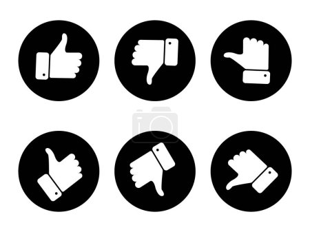 Clasificación conjunto de iconos de pulgar, pulgar hacia arriba, hacia abajo y hacia el botón de signo lateral, Elementos de diseño para interfaz de usuario