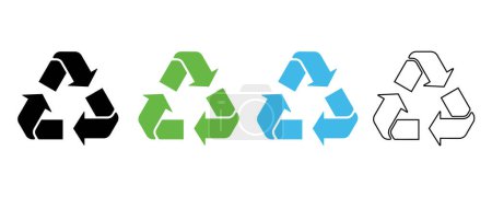 Téléchargez les illustrations : Ensemble d'icônes de recyclage. recycler le symbole du logo. icônes de réutilisation, illustration vectorielle - en licence libre de droit