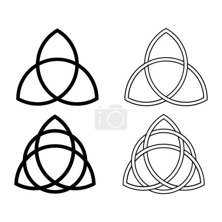 Illustration for Triquetra symbol set of Celtic trinity knot. Triquetra Celtic Knot glyph icon. Celtic Knot symbol. Trinity sign. vector icon - Royalty Free Image