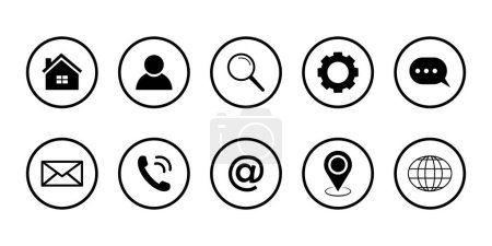 Illustration for Web icon set thin line. Website set icon vector outline. for computer and mobile. - Royalty Free Image