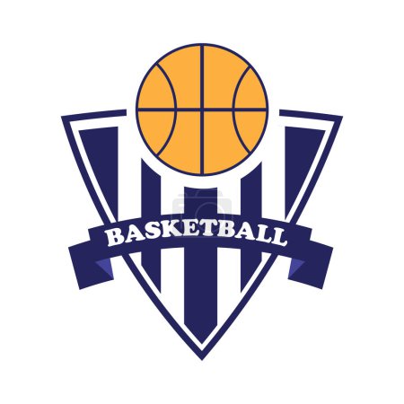 Illustration for Basket Ball logo, emblem style for team Basketball team. emblem logo design vector - Royalty Free Image